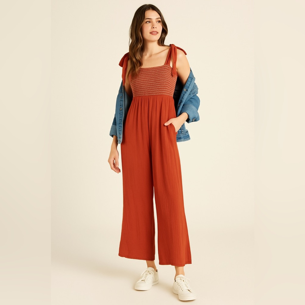 Faherty Eloise Jumpsuit in Picante Gauzy Size XS